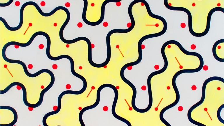 Ornament Bild von Thomas Weil mit Sinus-Muster, Gelb, Rot, Weiß